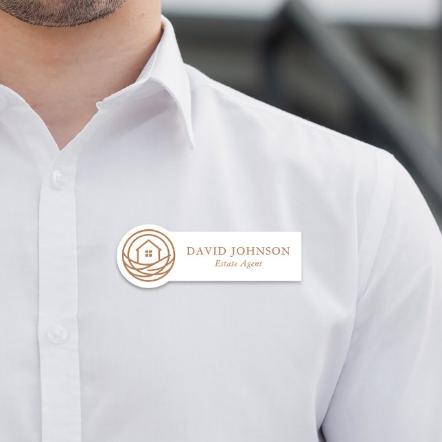 Modern Professional Warm Real Estate Agent Name Tag (Modern Professional Warm Real Estate Agent Name Tag)