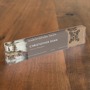 Modern Professional Watercolor Tahoe Lake Painting Nameplate