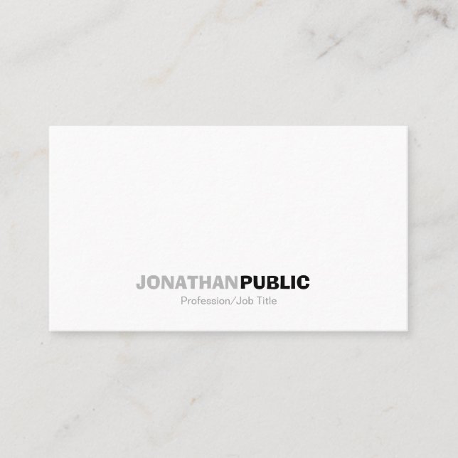Modern Professional White Grey Simple Plain Business Card (Front)