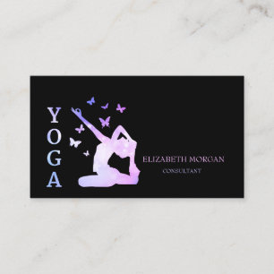Modern Professional Women Silhouette Yoga Business Card