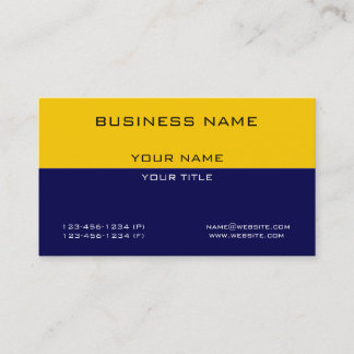 Modern Professional Yellow Navy Blue Business Business Card