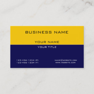 Modern Professional Yellow Navy Blue Business Card