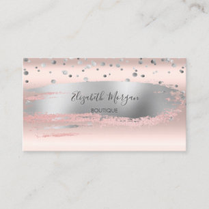Modern Professsional Silver Confetti, Brush Stroke Business Card