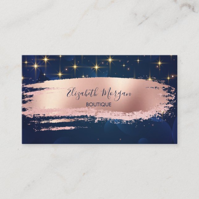 Modern Professsional Stars, Brush Stroke,Navy Blue Business Card (Front)