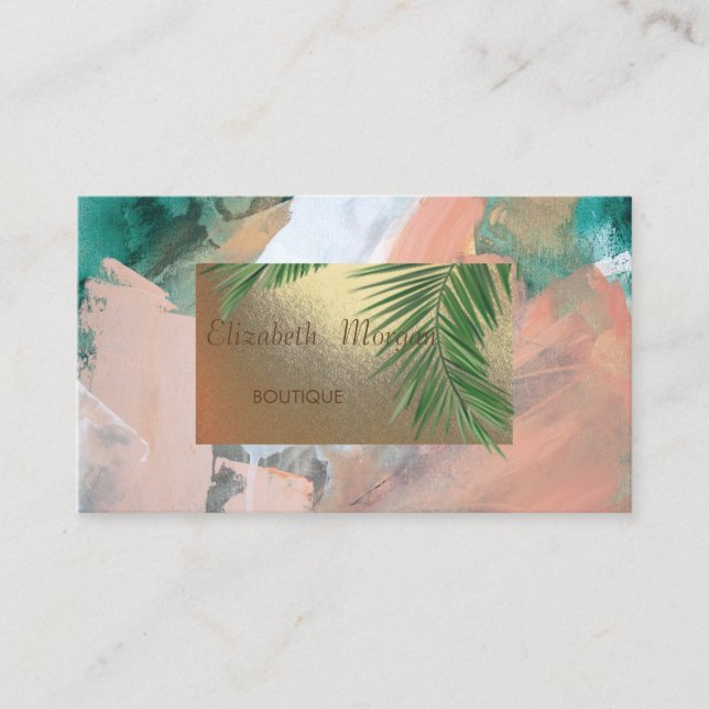 Modern Professsional  Watercolor ,Palm Leaf Business Card (Front)