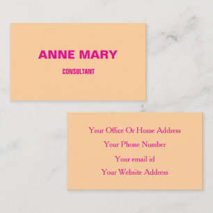 Modern Professtional Hot Pink Peach Orange Cool Business Card