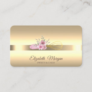 Modern Proffesional Gold Whisk Flowers Business Card