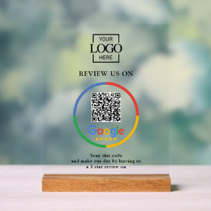 Modern Promotional Google Reviews QR Code Business Acrylic Sign