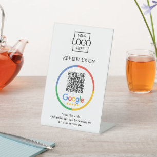 Modern Promotional Google Reviews QR Code Business Pedestal Sign