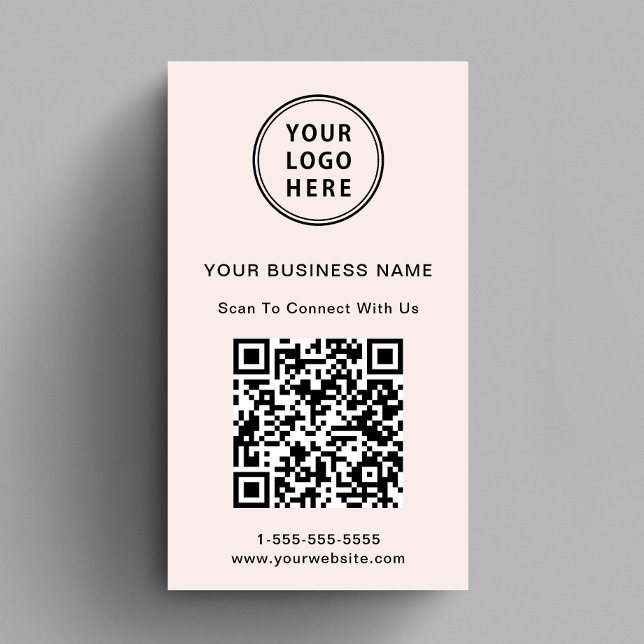 Modern Promotional Logo QR Code Pink Business Card (Capture attention, make connections, and leave a lasting impression with our modern QR business card)