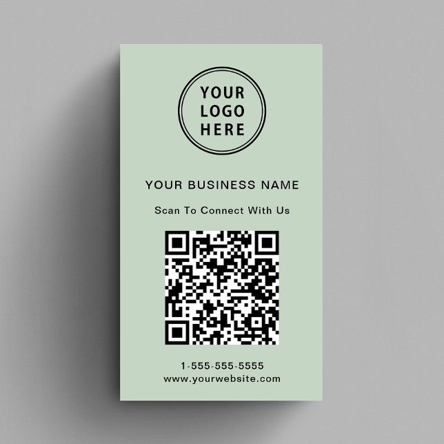 Modern Promotional Logo QR Code Sage Business Card (Capture attention, make connections, and leave a lasting impression with our modern QR business card)