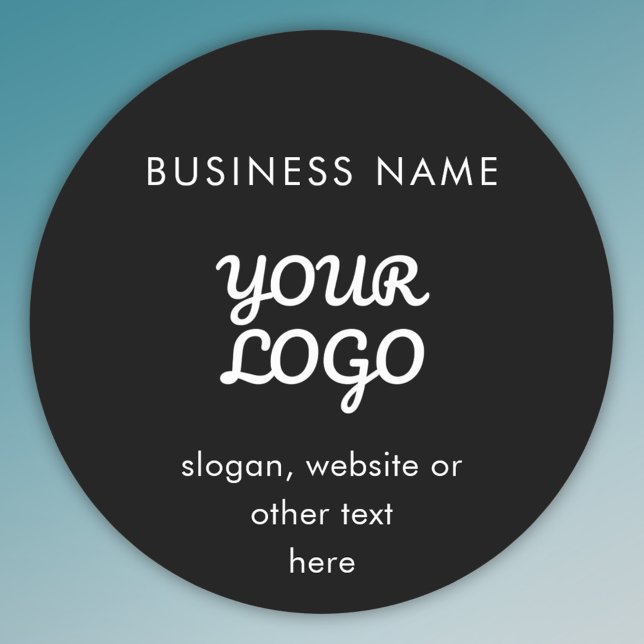 Modern Promotional Logo & Text | Black & White Classic Round Sticker (Creator Uploaded)