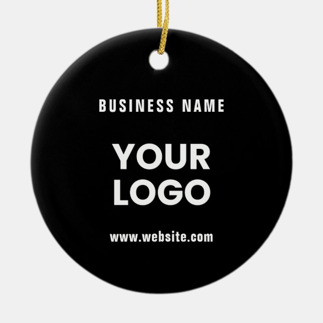 Modern Promotional Logo & Text | Editable Colour Ceramic Tree Decoration (Front)