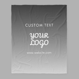 Modern Promotional Logo & Text   Editable Colour Fleece Blanket