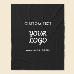 Modern Promotional Logo & Text   Editable Colour Fleece Blanket