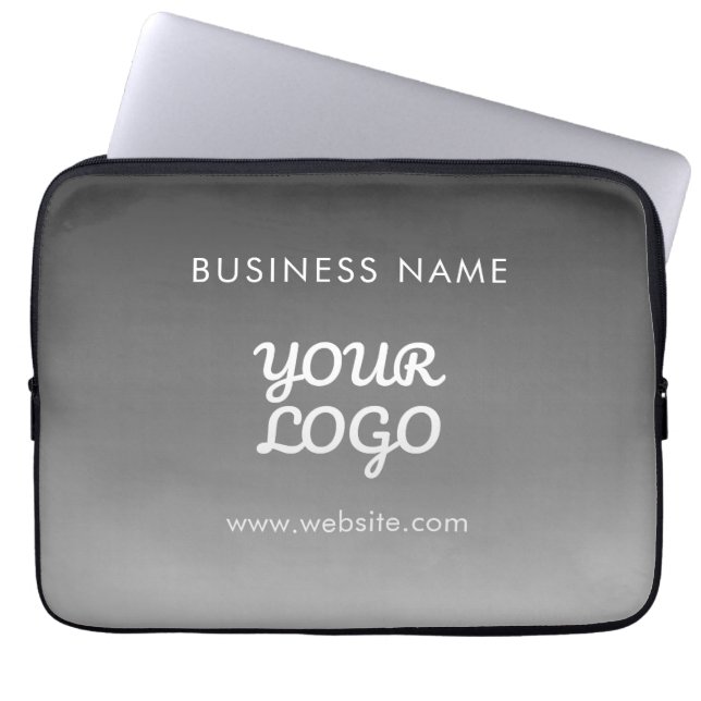 Modern Promotional Logo & Text | Editable Colour Laptop Sleeve (Front)