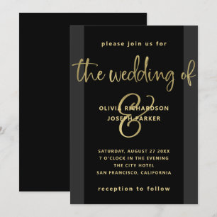 Modern Proposal   Black and Gold Wedding Invitation