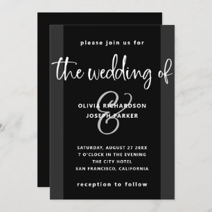 Modern Proposal Charcoal Black and White Wedding Invitation