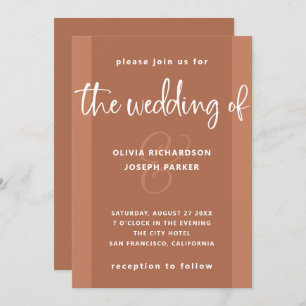 Modern Proposal   Copper Coloured and White Weddin Invitation