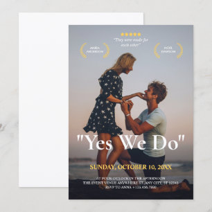 Modern proposal photo wedding movie theme  invitation