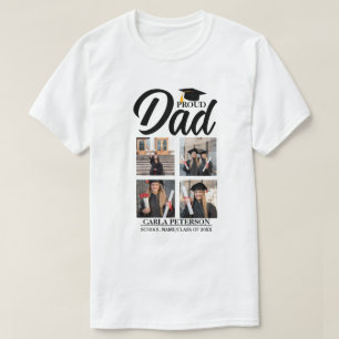 Modern Proud Dad 4 Photo Graduation,Grad, Graduate T-Shirt