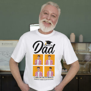 Modern Proud Dad 4 Photo Graduation,Grad, Graduate T-Shirt
