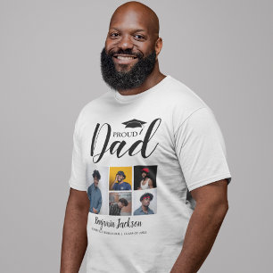 Modern Proud Dad   5 Photo Graduation T-Shirt
