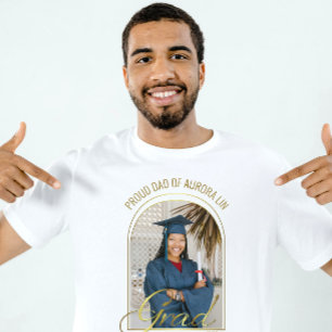 Modern Proud Dad of the Grad Custom Photo Boho T-Shirt