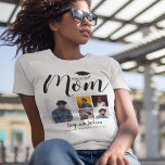 Modern Proud Mum | 5 Photo Graduation T-Shirt<br><div class="desc">Create your own Mum graduation T-shirt featuring 5 photo's of your son or daughter, text that reads "PROUD MOM", 5 pictures, your childs name, the school or collage and the class of XXXX. The tshirt is easily personalised and font styles, size and colours can be changed by clicking on the...</div>
