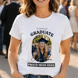 Modern Proud Mum Here   Photo Graduation T-Shirt