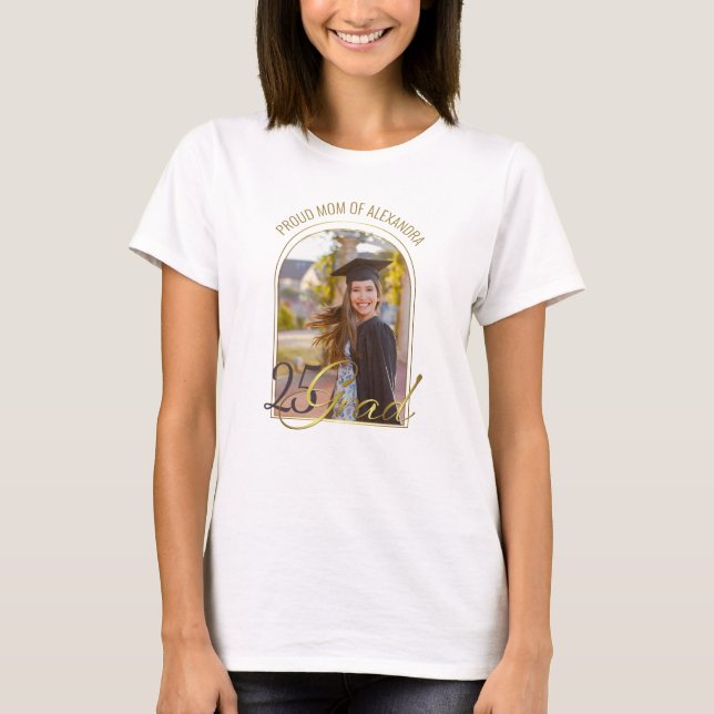 Modern Proud Mum of Grad Custom Photo Boho Arch T-Shirt (Front)