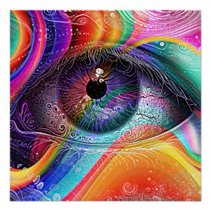 Modern Psychedelic Abstract Eye Geometric Style Poster