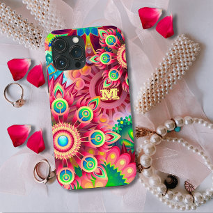 Modern Psychedelic Colourful Abstract Art Initial iPhone 13 Pro Max Case