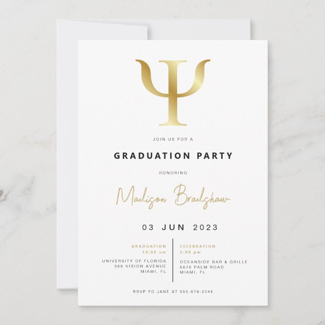 Modern Psychology Graduation Party Invitation  (Front)