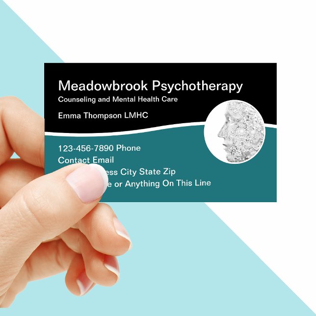 Modern Psychotherapist Mental Health Business Card (Creator Uploaded)