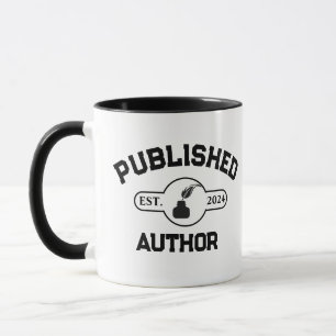 Modern Published Author Quill Ink White Text Mug