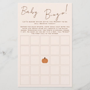 Modern Pumpkin Baby Bingo Game Flyer