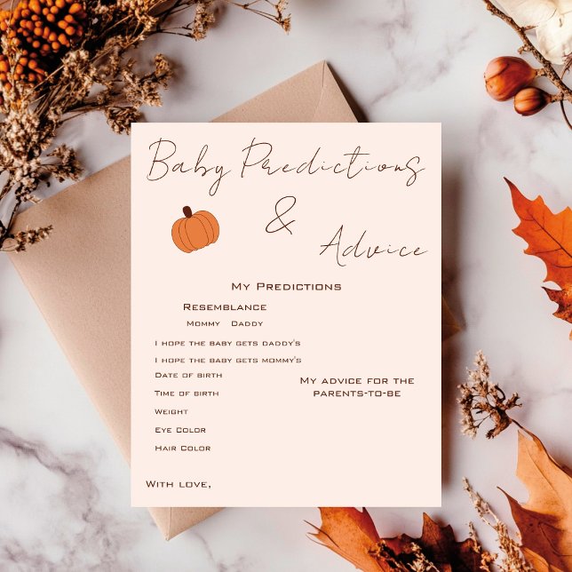 Modern Pumpkin Baby Predictions & Advice Game (Creator Uploaded)