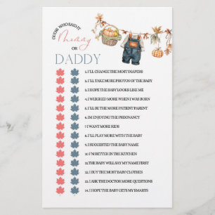 Modern Pumpkin Baby Shower Mum or Dad Game