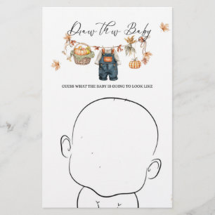 Modern Pumpkin Fall Baby Shower Draw Game