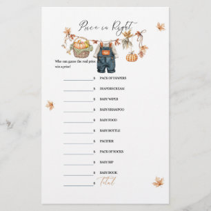Modern Pumpkin Fall Baby Shower Price Game
