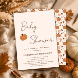 Modern Pumpkin Gender Neutral Baby Shower Invitation