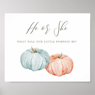 Modern Pumpkin Gender Reveal Welcome Poster Decor