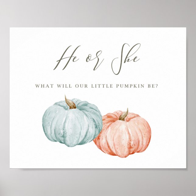 Modern Pumpkin Gender Reveal Welcome Poster Decor (Front)