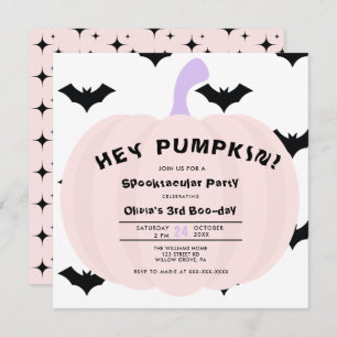 Modern Pumpkin Halloween Any Year Birthday Invitation