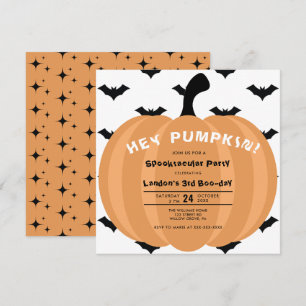 Modern Pumpkin Halloween Any Year Birthday Invitation