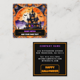 Modern Pumpkin Halloween Autumn Collection Square Business Card