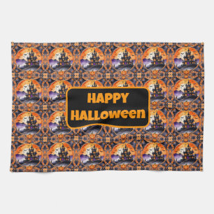 Modern Pumpkin Halloween Autumn Collection Tea Towel