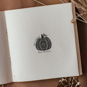 Modern Pumpkin Mandala Custom Ex Libris, Book Rubber Stamp