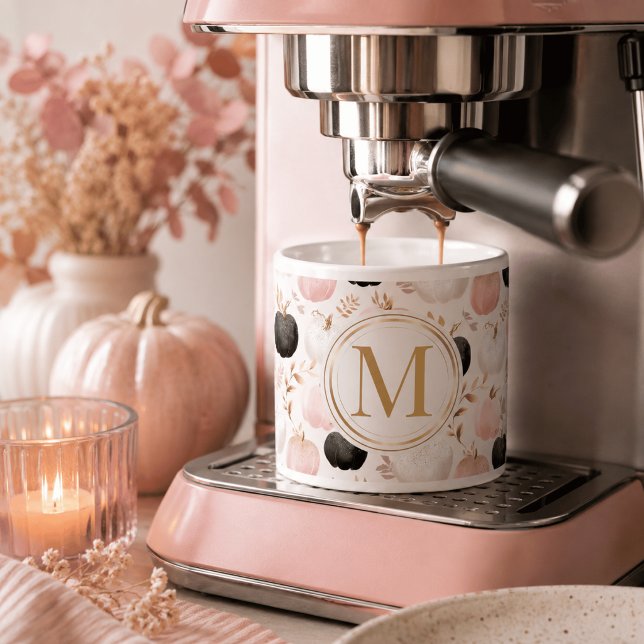 Modern Pumpkin Monogram – Personalised Initial Espresso Cup (Creator Uploaded)